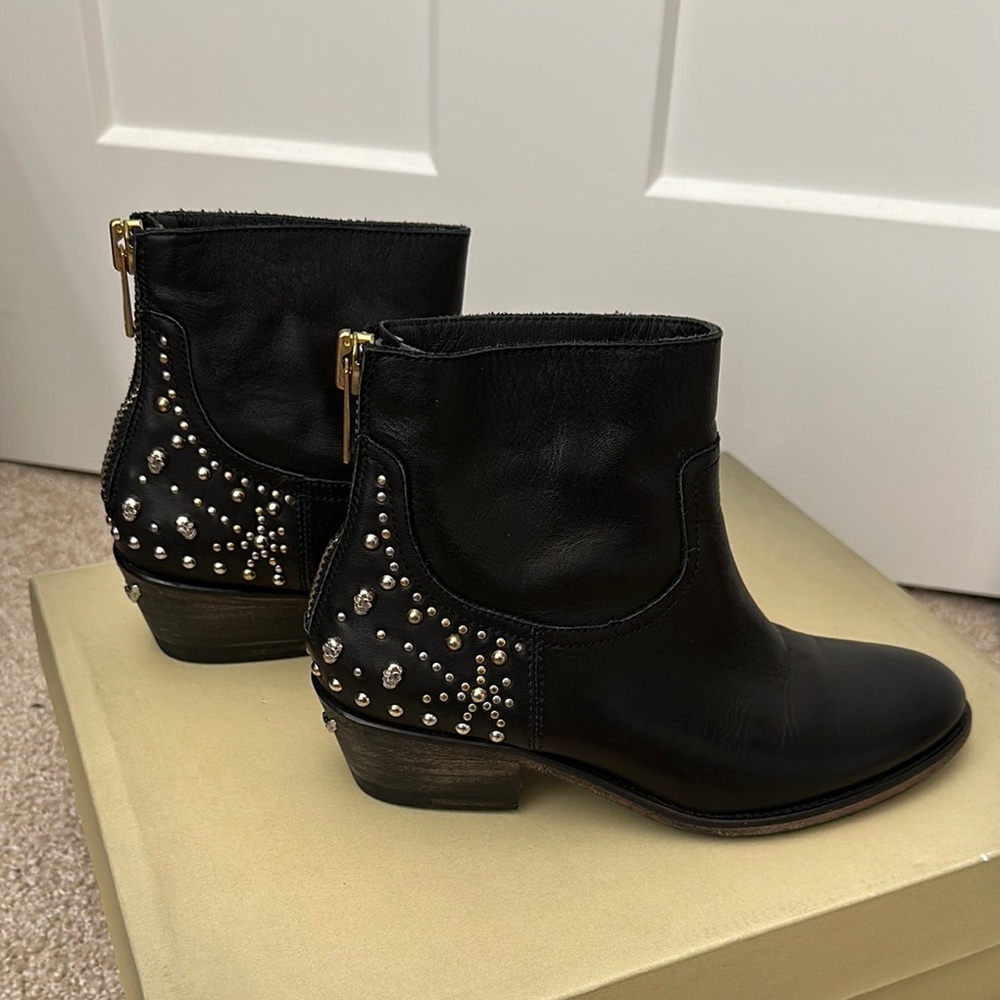 Zadig & Voltaire Black Skull Studded Ankle Boots